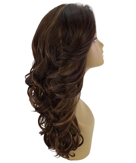 Yenne Brown with Golden Wavy Layered Lace Front Wig