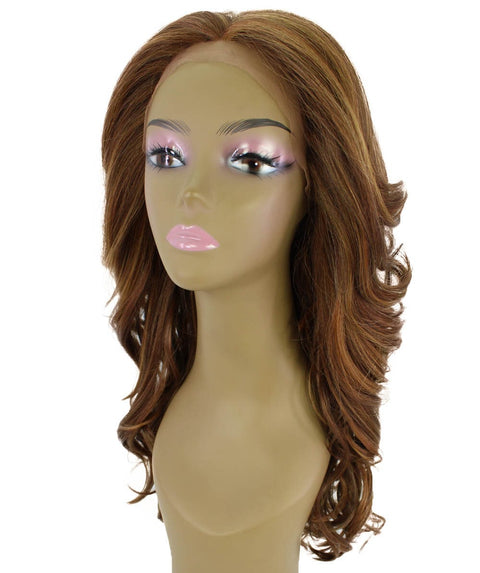 Yenne Light Brown Blend Wavy Layered Lace Front Wig