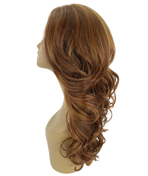 Yenne Light Brown Blend Wavy Layered Lace Front Wig