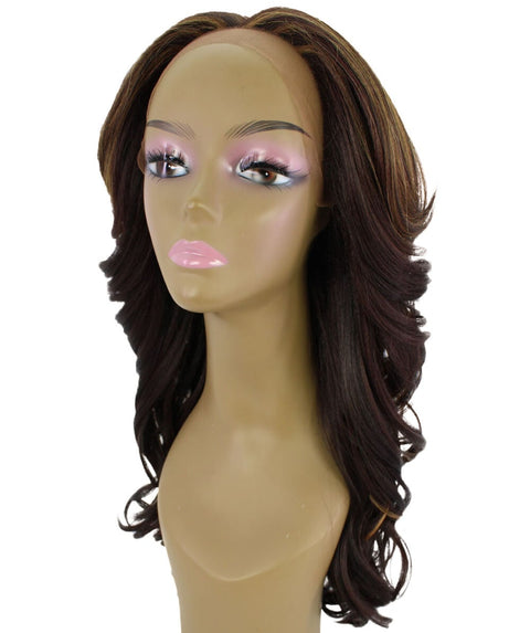 Yenne Carmel Brown Blend Wavy Layered Lace Front Wig