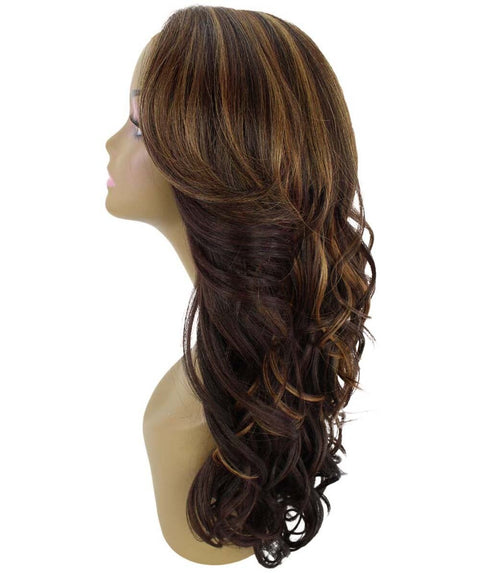 Yenne Carmel Brown Blend Wavy Layered Lace Front Wig