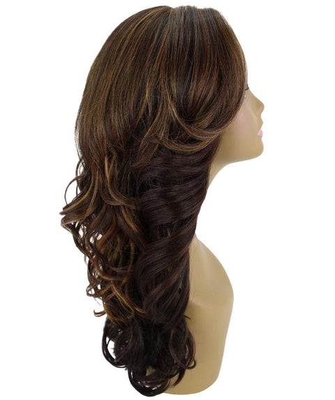 Yenne Carmel Brown Blend Wavy Layered Lace Front Wig