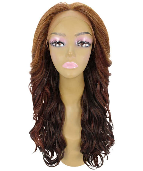 Yenne Copper Aubum Blend Wavy Layered Lace Front Wig