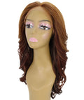 Yenne Copper Aubum Blend Wavy Layered Lace Front Wig