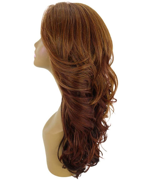 Yenne Copper Aubum Blend Wavy Layered Lace Front Wig