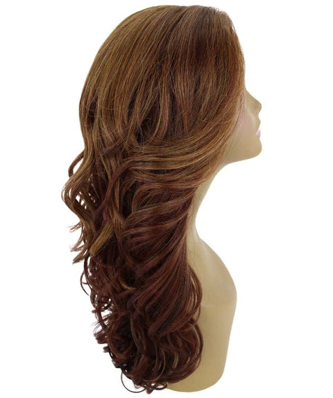 Yenne Copper Aubum Blend Wavy Layered Lace Front Wig