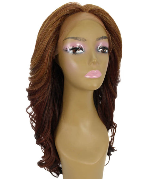 Yenne Copper Aubum Blend Wavy Layered Lace Front Wig