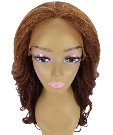 Yenne Copper Aubum Blend Wavy Layered Lace Front Wig