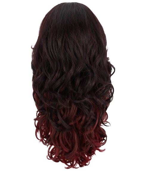 Yenne Deep Red Over Medium Red Wavy Layered Lace Front Wig