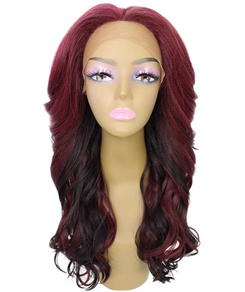 Yenne Medium Red Wavy Layered Lace Front Wig