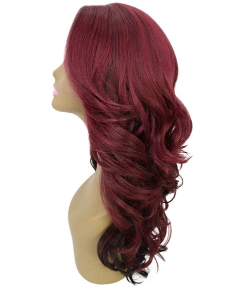 Yenne Medium Red Wavy Layered Lace Front Wig