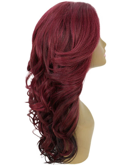 Yenne Medium Red Wavy Layered Lace Front Wig