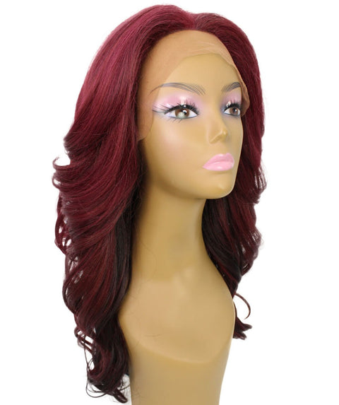 Yenne Medium Red Wavy Layered Lace Front Wig