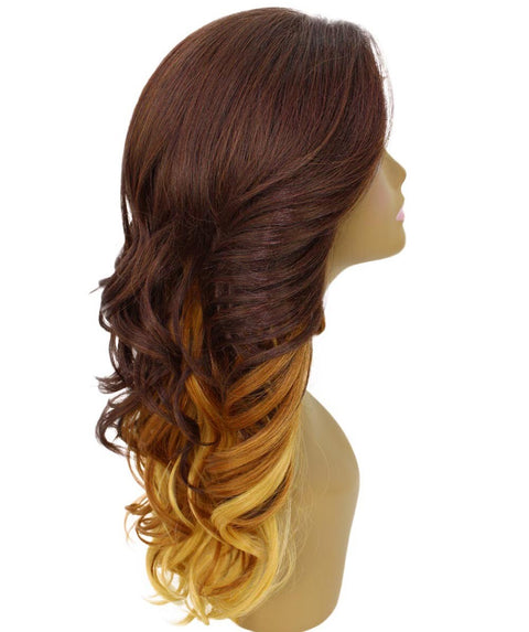 Yenne Medium Brown over Blonde Wavy Layered Lace Front Wig