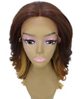 Yenne Medium Brown over Blonde Wavy Layered Lace Front Wig