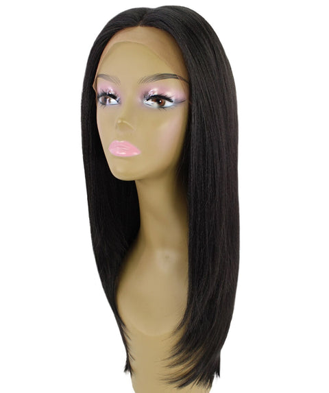 Kiya Natural Black Long Bob Lace Front Wig