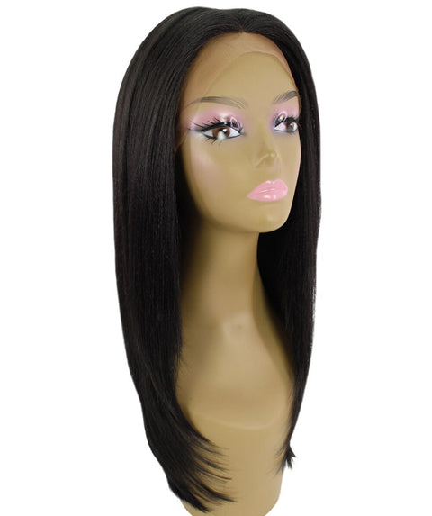 Kiya Natural Black Long Bob Lace Front Wig