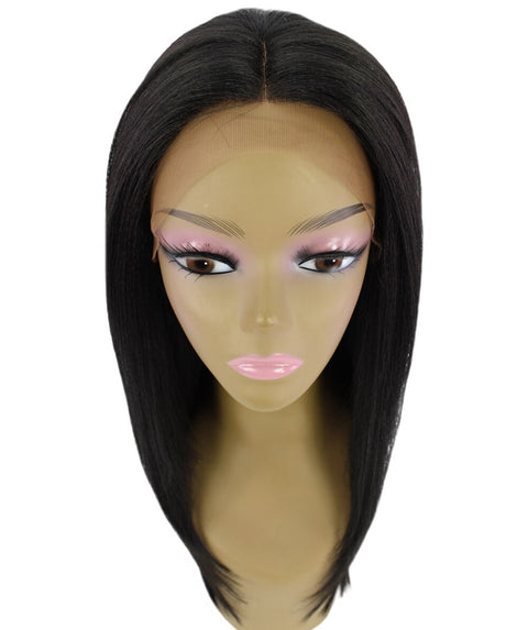 Kiya Natural Black Long Bob Lace Front Wig