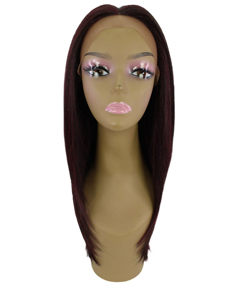 Kiya Deep Red and Black Blend Long Bob Lace Front Wig