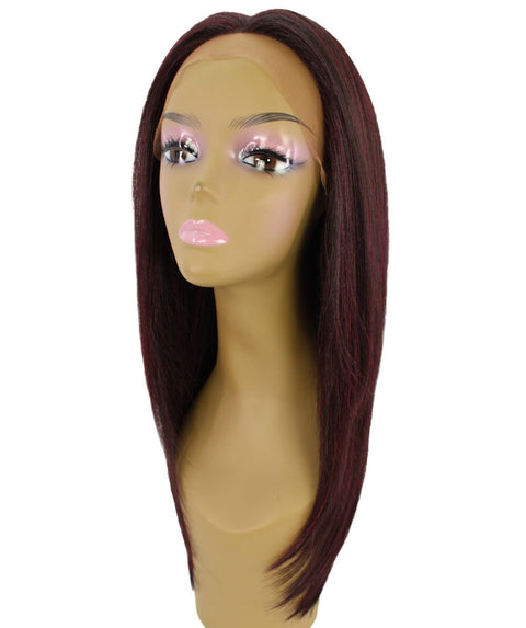 Kiya Deep Red and Black Blend Long Bob Lace Front Wig