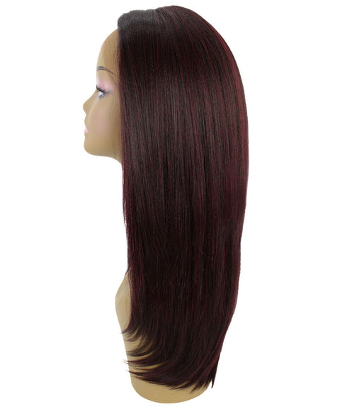 Kiya Deep Red and Black Blend Long Bob Lace Front Wig