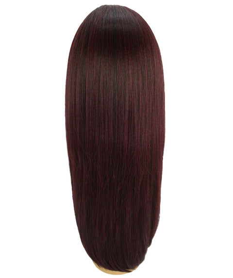 Kiya Deep Red and Black Blend Long Bob Lace Front Wig