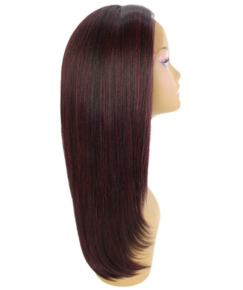 Kiya Deep Red and Black Blend Long Bob Lace Front Wig