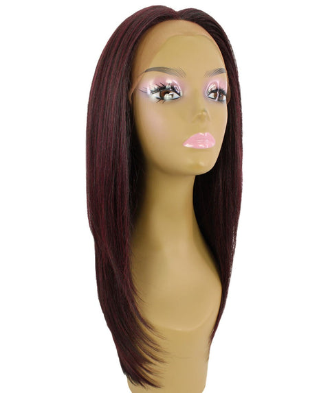 Kiya Deep Red and Black Blend Long Bob Lace Front Wig