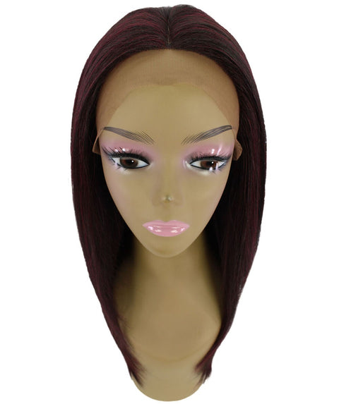Kiya Deep Red and Black Blend Long Bob Lace Front Wig