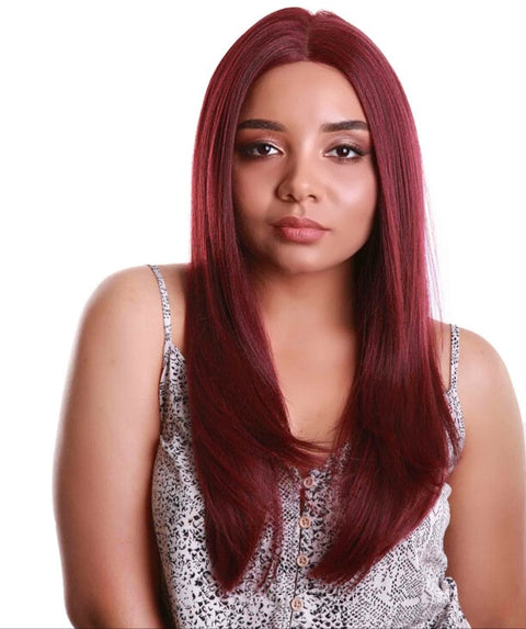 Kiya Deep Red Long Bob Lace Front Wig