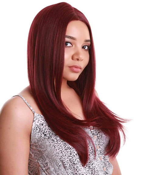 Kiya Deep Red Long Bob Lace Front Wig