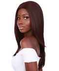Kiya Medium Red and Black Blend Long Bob Lace Front Wig