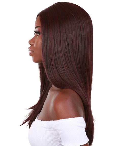 Kiya Medium Red and Black Blend Long Bob Lace Front Wig