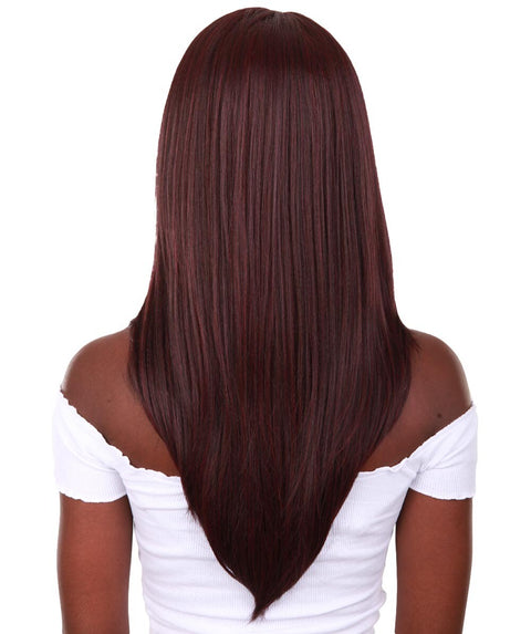 Kiya Medium Red and Black Blend Long Bob Lace Front Wig