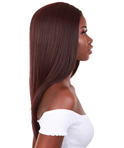 Kiya Medium Red and Black Blend Long Bob Lace Front Wig