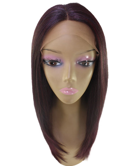 Kiya Medium Red and Black Blend Long Bob Lace Front Wig
