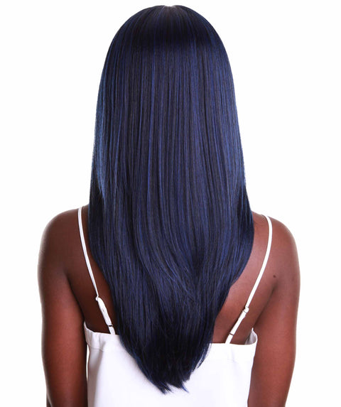 Kiya Blue and Black Blend Long Bob Lace Front Wig