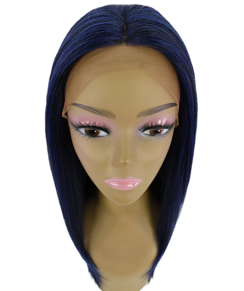 Kiya Blue and Black Blend Long Bob Lace Front Wig
