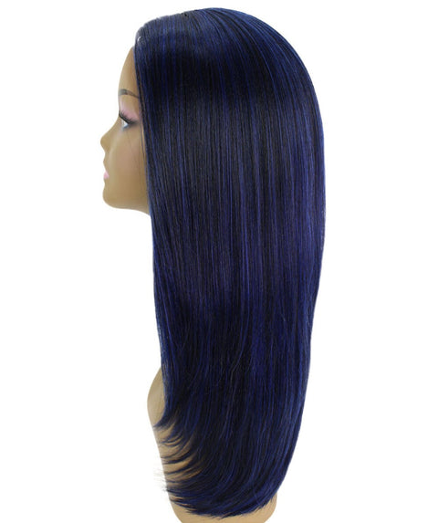 Kiya Blue and Black Blend Long Bob Lace Front Wig