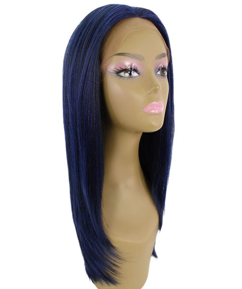 Kiya Blue and Black Blend Long Bob Lace Front Wig