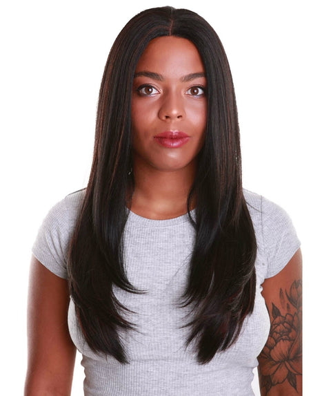 Kiya Black with Aubum Long Bob Lace Front Wig