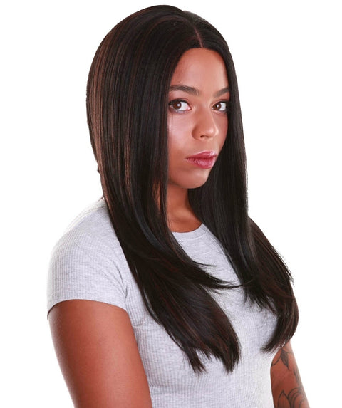 Kiya Black with Aubum Long Bob Lace Front Wig