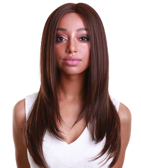 Kiya Brown with Caramel Long Bob Lace Front Wig