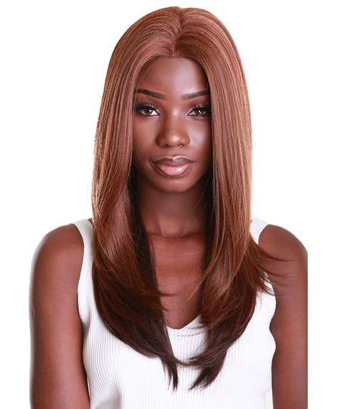 Kiya Copper Aubum Blend Long Bob Lace Front Wig