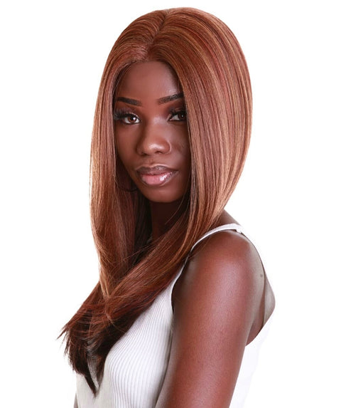 Kiya Copper Aubum Blend Long Bob Lace Front Wig