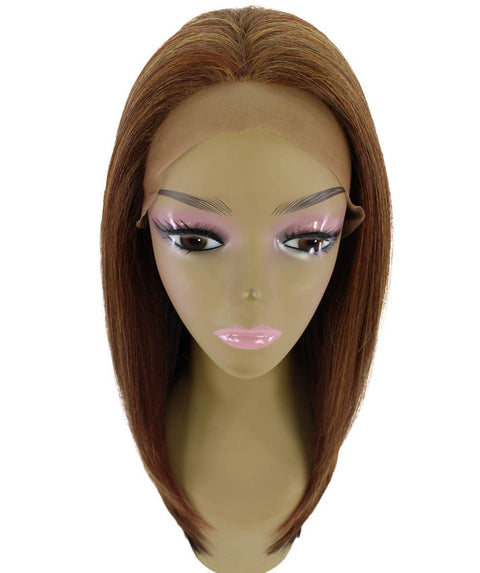 Kiya Copper Aubum Blend Long Bob Lace Front Wig