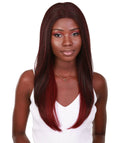 Kiya Deep Red Over Medium Red Long Bob Lace Front Wig