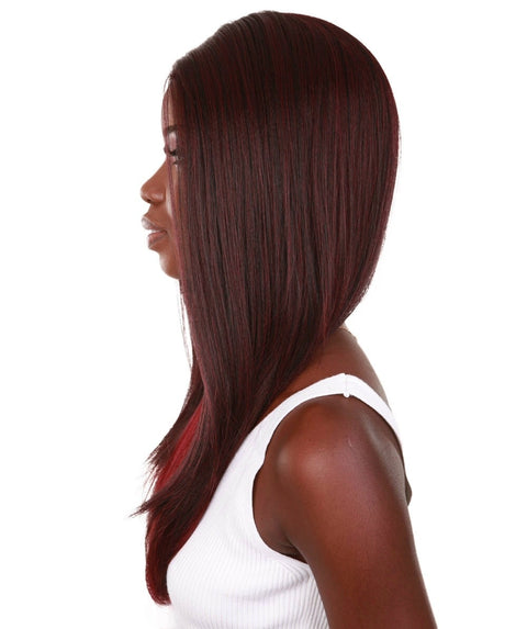 Kiya Deep Red Over Medium Red Long Bob Lace Front Wig