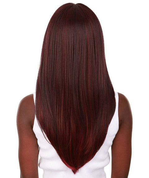 Kiya Deep Red Over Medium Red Long Bob Lace Front Wig