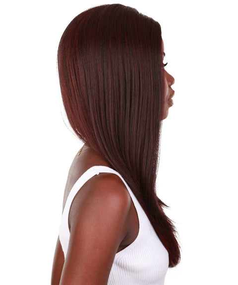 Kiya Deep Red Over Medium Red Long Bob Lace Front Wig